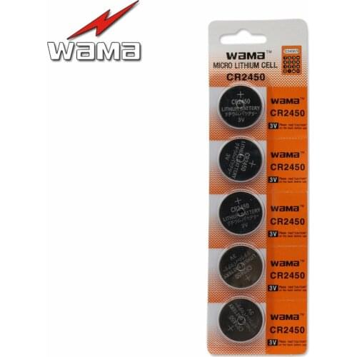5x Wama CR2450 Lithium 3V Button Cell Coin Battery DL2450 CR2450N ECR2450 Car Remote Alkaline Cells Battery For Watch