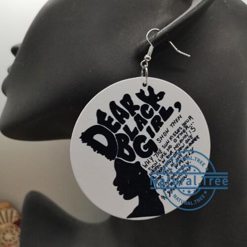 Free Shipping!Black Girl wooden earrings