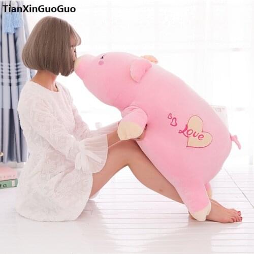 Large 90cm cartoon pink prone pig plush toy very soft doll throw pillow birthday gift b2097