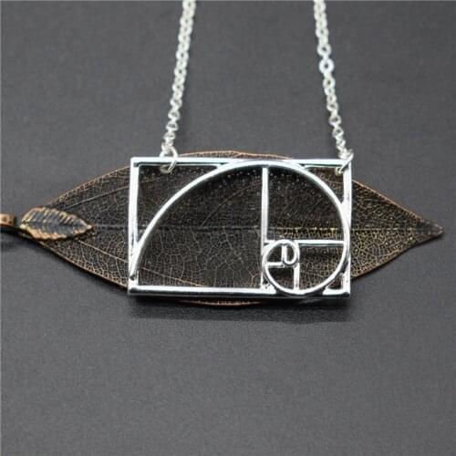 Elfin New Science Jewelry Fibonacci Necklace Silver Color Golden Ratio Necklace Wearable Mathematics - Phi - irrational Jewelry