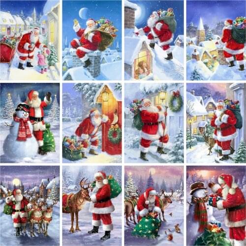 HUACAN Christmas Diamond Painting 5d Handicraft Kits Full Square Diamond Embroidery Santa Claus Winter Home Decor Accessories