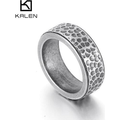 Kalen 8mm Vintage Mens 316L Stainless Steel Design Ring Size8-12 Anniversary Gift Party Accessories