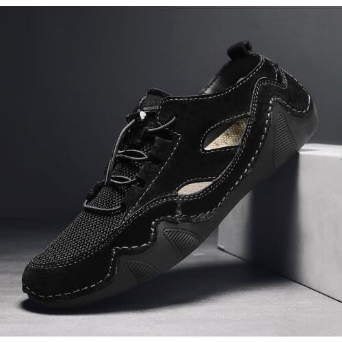 Leather With canvas Loafers Men Luxury Brand Rubber Casual Men Shoes Slip on Breathable Flats Driving Shoes