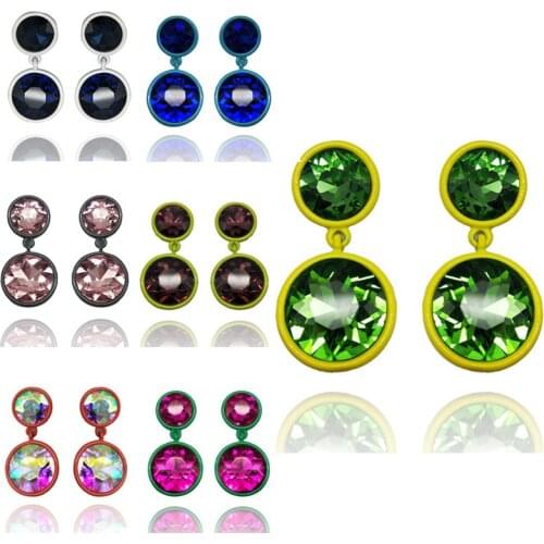 KSRA 2020 7 Colors Bohemian Style Crystal Earring Spray Alloy Rhinestones Bracelet Glass Drill Elastic Ladies Earring Jewelry