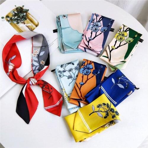 Pointed Flower Small Scarf Women Spring, Autumn and Summer All-Matching Ribbon Wrist Bag Bag with Changeable Scarf Hair Band