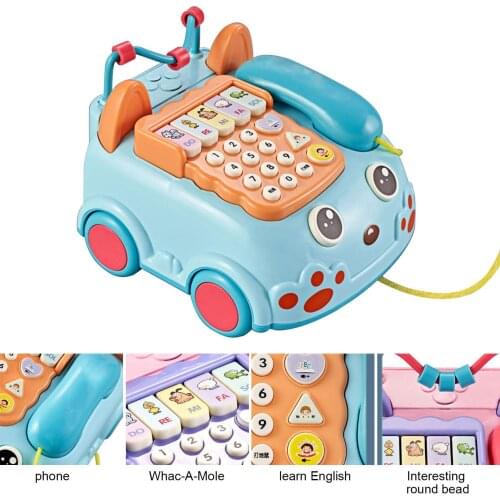 Over 3 Years Old Kids Cartoon Car Phone Sound Light Whack A Hamster Game Toy