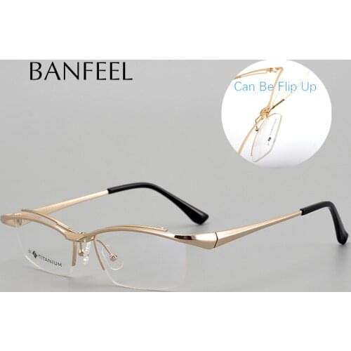 100% Pure Titanium Men Glasses Small Size Square Flip Up Men Eyeglass Frames Myopia Hyperopia Prescription Eyeglasses Eyewear