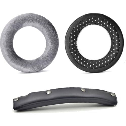 Defean Repair Parts Suit Replacement Gray Velour Ear Pads headband for beyerdynamic DT990 / DT880 / DT770 PRO Headphones