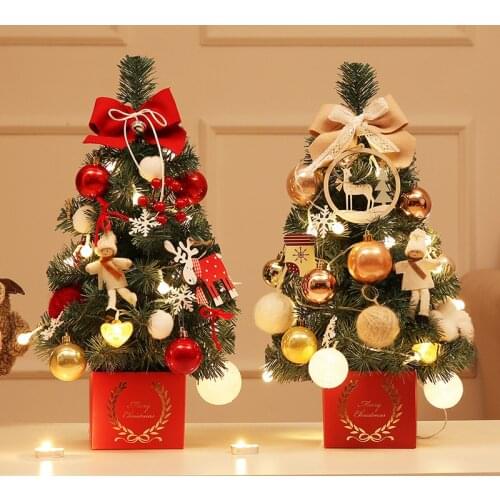 New 45CM Creative Xmas Home Small LED Luminous Mini Artificial Christmas Tree Package For Kids DIY Gift Room Desktop Decoration