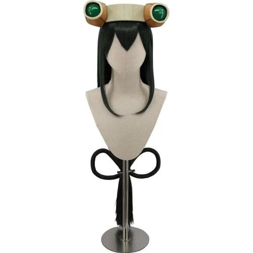 80cm My Hero Academia Baku no Hero Asui Tsuyu Wig Dark Green Long Straight Cosplay Wigs + Wig Cap + Headwear