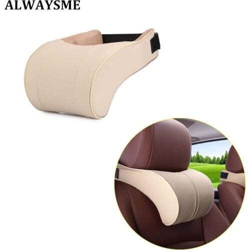 ALWAYSME Auto Car Neck Pillow Memory Foam Pillows Neck Rest Pillow Seat Headrest Cushion Pad High Quality PU Leather Material