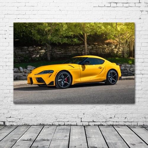 Supercar Posters Toyotas GR Supra Yellow Sport Car Wall Art Picture Prints Modern Canvas Paintings for Living Room Decor