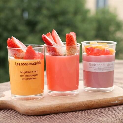 Transparent disposable jelly pudding ice cream cup 170 ml creative round cake dessert decoration thick plastic cup with lid