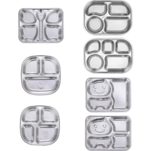 Divided Plate Food Serving Lunch Dinner Dish Tray 304 Stainless Steel Durable for Adults Kids Picky Eaters Campers