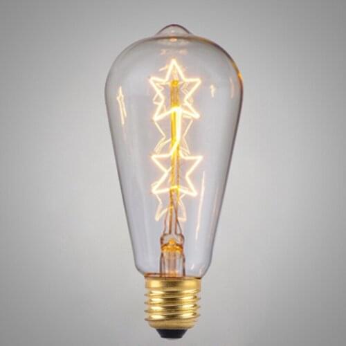 Retro Edison Bulb Luminaria Lamp Bombilla Industrial Vintage 110V 220V 40W E27 Pentagram Decor Light Bulbs Filament Lighting