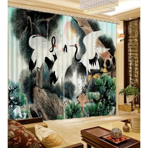Window Blackout Luxury 3D Curtains set For Bed room Living room Office Hotel Home bird curtains