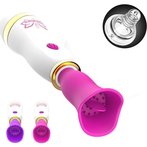 Silicone Vibrators for Woman Nipple Clitoris Licking Stimulator Tongue Licking Vibrator Sex Toy 12 Speed AV Stick USB Charge