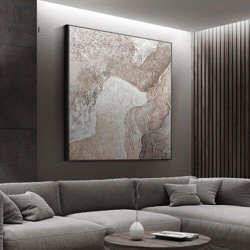 Modern Abstract Grey Canvas Painting Wall Decor Picture Art Hand-Painted Latest Design Oil Painting Thick Texture Abstarct Mural