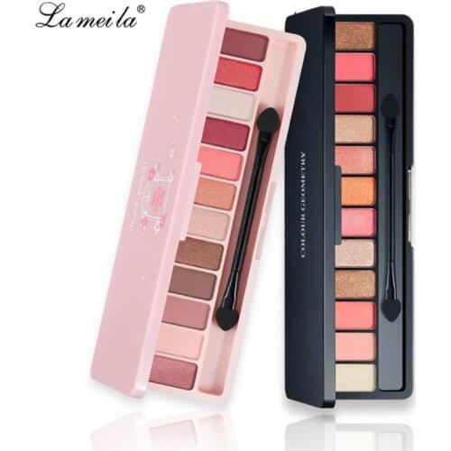 Korean Style New Beginner 12 Colors Eyeshadow Compact Student Nude Makeup Coffee Grapefruit Matte Pearlescent Eye Shadow