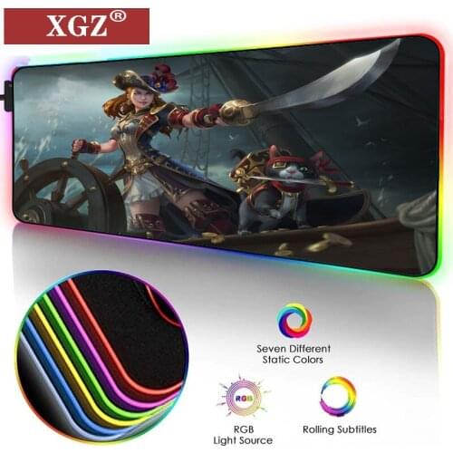XGZ fictional character large mouse pad non-slip edge lock, with RGB light-emitting large cartoon rubber mouse peripheral40x90cm