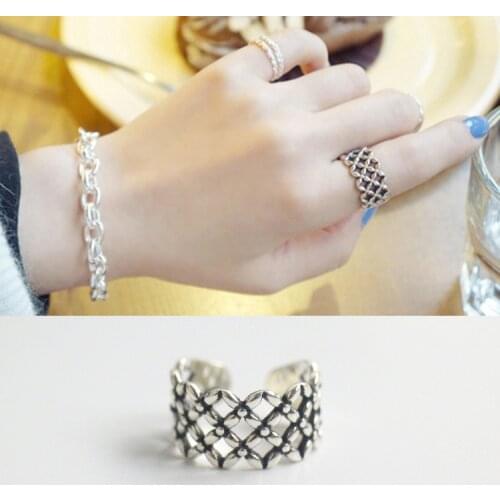 925 Sterling Silver clover Rings for Women Jewelry Fashion Open Adjustable Finger Ring Free Shipping