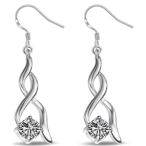 KOFSAC Charm 925 Sterling Silver Earrings Simple High Quality CZ Geometric Rotating Earrings For Women Wedding Fashion Jewelry