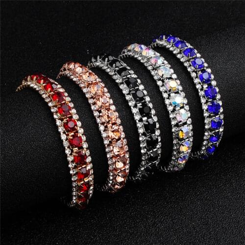 Fashion Charm Women Full Crystal Cubic Zirconia Shinny Color Cuff Bracelet Bangle Wristband Women Wedding Bridal Jewelry Gift