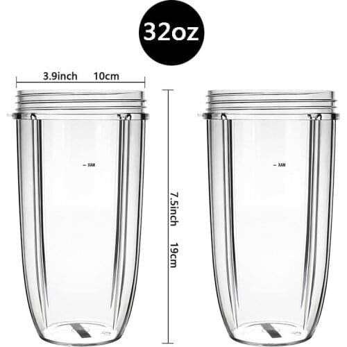 2pcs 32oz Replacement Parts Mug Cup for Nutri Bullet 600W / Pro 900W High-Speed Blender Juicer Mixer Accessory 32 Ounce