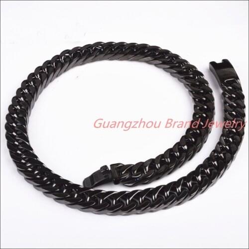 24"*15MM 242G Heavy Huge Fashion 316L Stainless Steel Classic Black Curb Cuban Chain Mens Necklace Best Jewelry High Quality