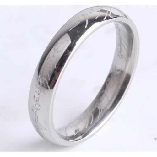 4mm silver color Spirit words 316L Stainless Steel finger rings for women men wholesale