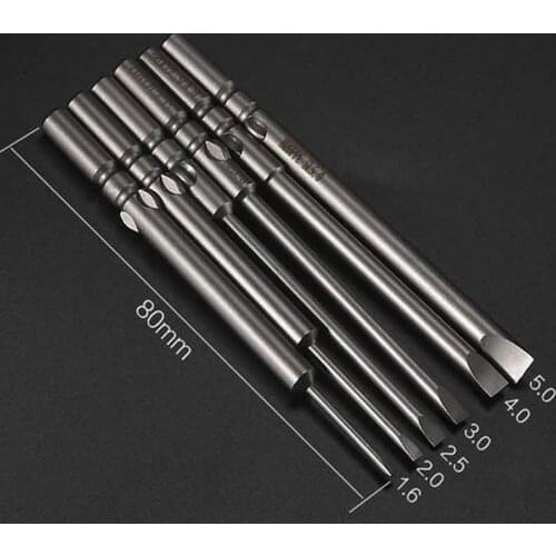 6Pcs Slotted Screwdriver 801 5mm Round Shank Magnetic Electric Power Tool Bits S2 Alloy