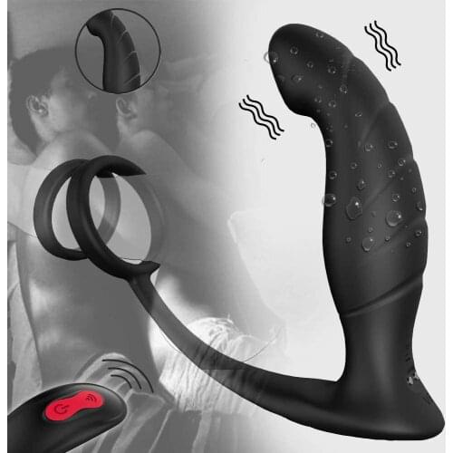 Anal Vibrator Male Prostate Massager with Penis Ring G-Spot 3-in-1 Remote Control 9 Stimulation Patterns Sex Toys Women Couple