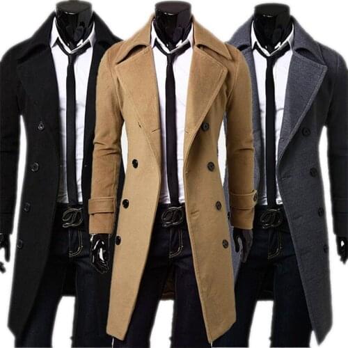 AUSO Men's Long Trench Coats