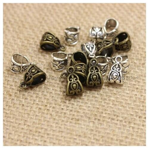 Free Shipping two color Hollow Carved Bail Beads 8*8*13mm, 100pcs T0321