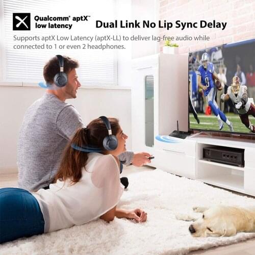 80M Bluetooth 5.0 RCA Transmitter Receiver Bypass Aptx LL Music Audio Wireless Adapter 3.5mm AUX Jack For TV PC Car Headphones