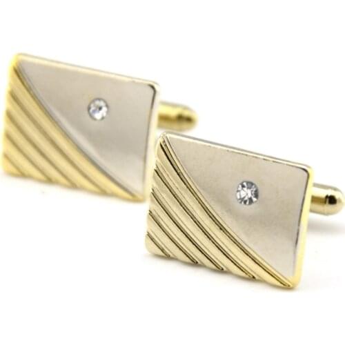 Brand Low-key Luxury Rhinestone Cufflinks for Mens High Quality Square Gold Crystal Cuff links Shirt Cuff Links Relojes Gemelos