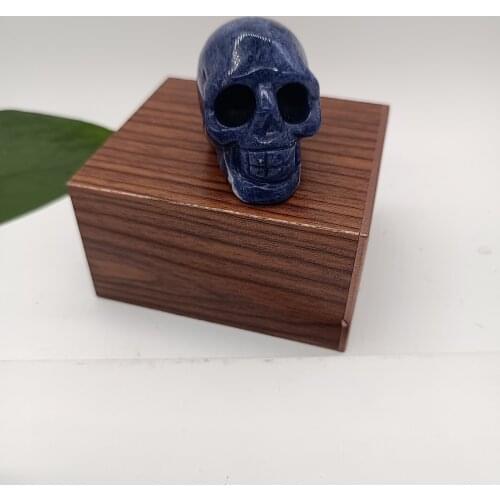 1pc 2inch Natural Blue Sodalite Skull Stone Carved Chakra Healing Reiki Feng Shui Skull Decorative Crafts, Minerals