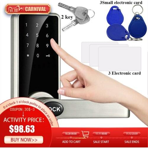 Smart Touch Screen Electronic Door Lock Password + Key + Card Triple Zinc Alloy Electronic Code Lock Touch pad password locks
