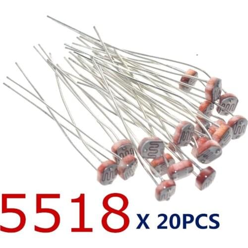 20PCS x 5518 Light Dependent Resistor LDR 5MM Photoresistor wholesale and retail Photoconductive resistance for arduino