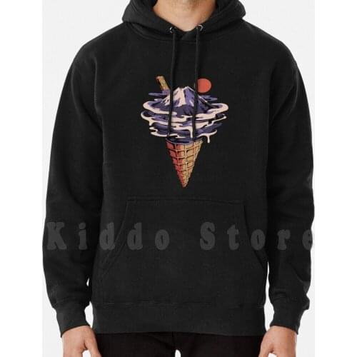 Fuji Flavor hoodies long sleeve Ice Cream Japan Japanese Great Wave Daruma Fuji Kanagawa Food Drink Funny