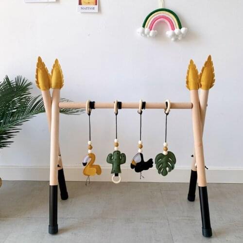 1Set Nordic Style Baby Gym Play Nursery Sensory Ring-pull Toy Wooden Frame Infant Room Toddler Baby Toy Rack Gift Kids Room 0-3M