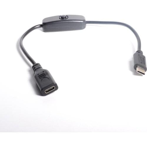 USB C Cable 25cm USB Type C Male to Female Extension Extender Cable Black with ON OFF Switch Cable