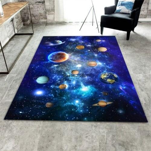 Cosmic Starry Sky 3D Carpet Living Room Space Planet Carpet Childrens Room Bedroom Bedside Mat Washable Floor Mat
