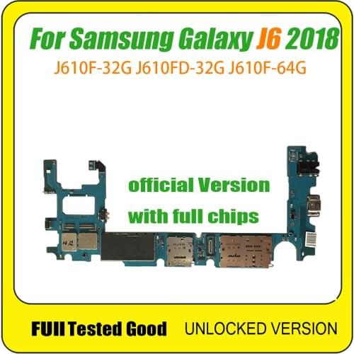 32GB 64GB Logic Boards Official Version Full Chips Mainboard Unlocked For Samsung Galaxy J6 2018 J610F J610FD Motherboard