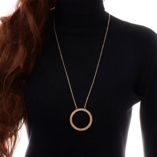 Fashion Simple Circular Design Gold Chain Necklace Charming Lady Wedding Party Jewelry Woman Accesories Gifts For The New Year