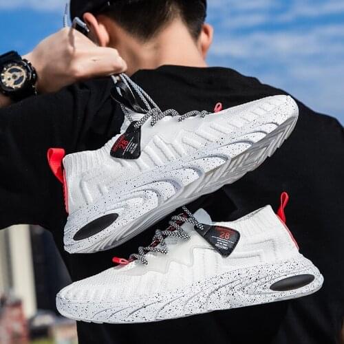 Baideng Breathable Men Cool Running Shoes White Sports Sneakers Lace Up Light Jogging Gym Fitness Athletic Shoes Male zapatillas