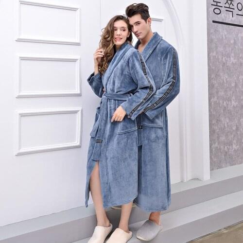 Lovers Soft Warm Men Robe Bathrobe Winter Nightgown Coral Velvet Hooded Flannel Robes Autumn Women Clothing Dressing Gown Loose