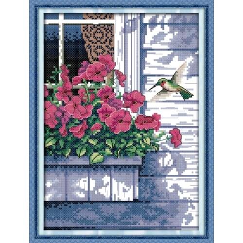 Hummingbird cross stitch kit animal 18ct 14ct count canvas stitches embroidery DIY handmade needlework plus