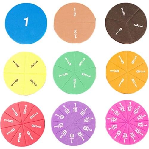 Set of Rainbow Circular Fractions Card Kids Math Fractions Board Education Teaching Demonstration Numbered Fractions Circles