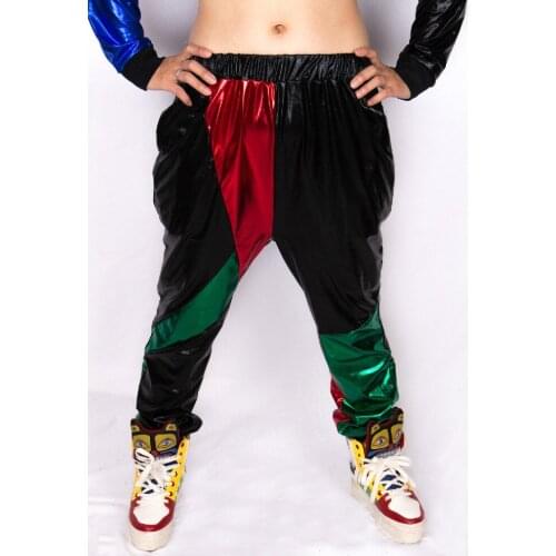 New Fashion Jazz harem women hip hop dance pants stage performance loose personality Black Red Green Paillette Trouse